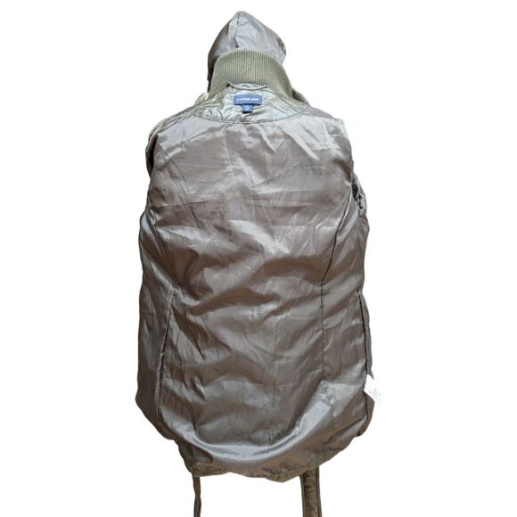 Land's End Knee Length Parka Quilted Puffer Faux Fur Hood Belted L 14-16 Olive - Picture 9 of 11